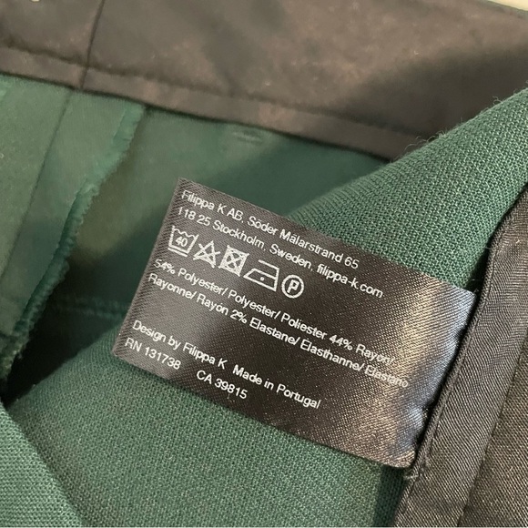 FILIPPA K NWT Pants Slim Tailored Ankle Zip Trousers Forest Green Designer sz L - Picture 13 of 14